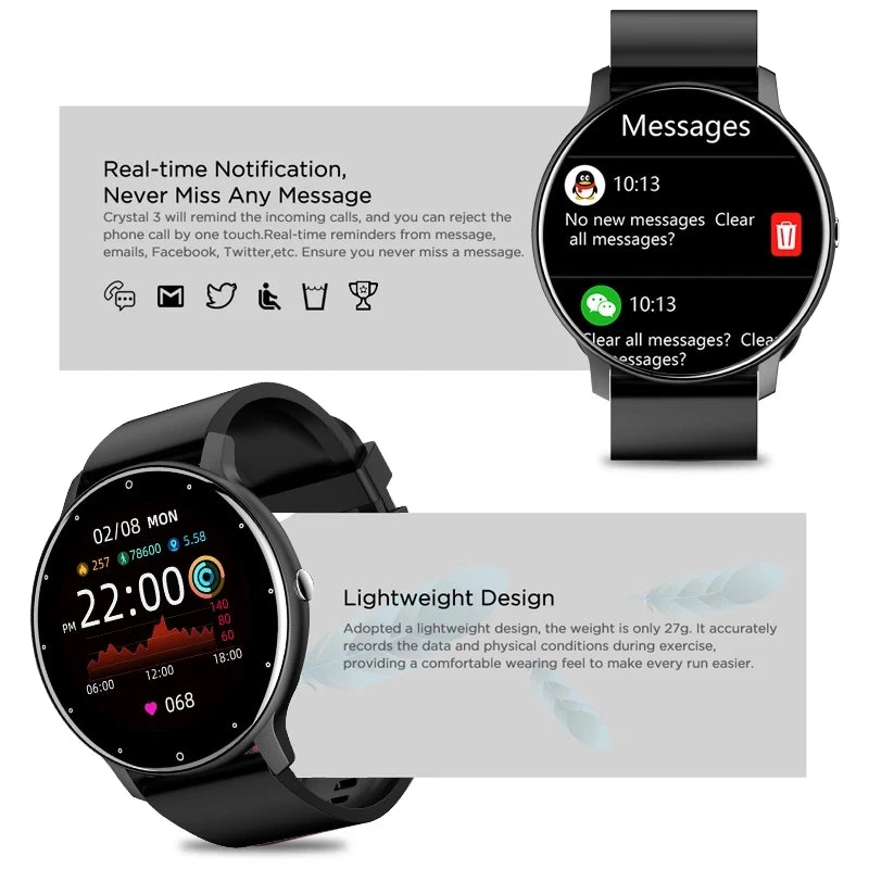 2026 Waterproof Smartwatch for Men and Women with Heart Rate Monitor, Fitness Tracking, and Compatibility for Android and iOS